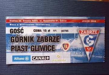 Bilet Górnik Zabrze Piast Gliwice 2008 GOŚĆ