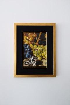 Obraz olejny martwa natura z winogronami