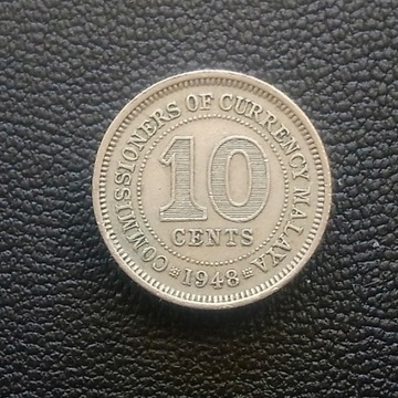 A12 Malaje Brytyjskie 10 centów 1948