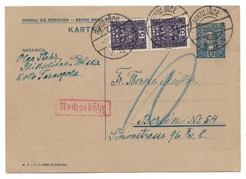 Cp 48 II n.8: I-1932, Mikulińce - Berlin, dopłata