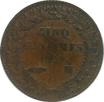 Monako 5 centimes 1837, KM#95.1a
