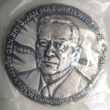 Medal Powstanie Warszawskie - Gen. Bryg Jan Mazurkiewicz " Radosław"