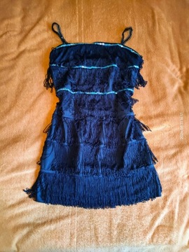 Granatowa sukienka z frędzlami Goddiva 36 