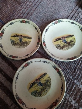 3 talerze ceramika Loux Utzschneider 1904-1906 