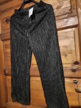 Spodnie dziewczece czarne z brokatem H&M 
