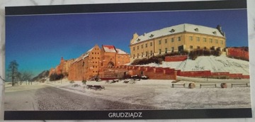 Pocztówka Grudziądz Błonia Brama zimą panorama