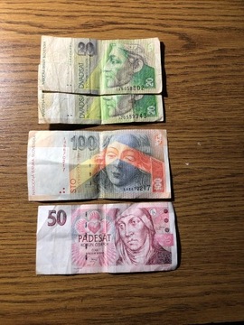 Banknoty słowackie i czeskie 4 szt, 50 zł