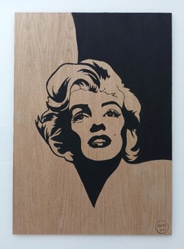 Marilyn Monroe obraz ręcznie malowany na drewnie 