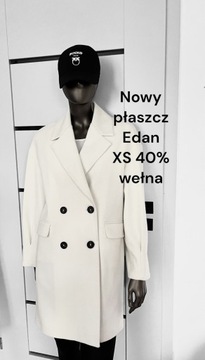 Edan XS płaszcz z 40% wełnanowy łamana biel 