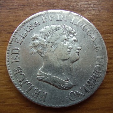 5 franków 1807 Lukka Włochy rzadka