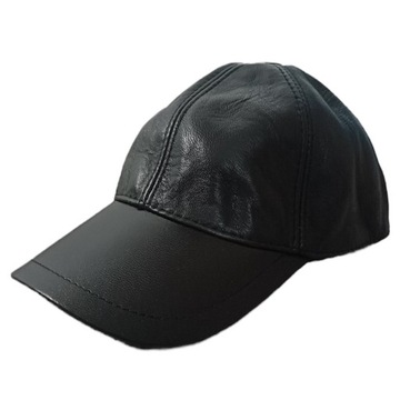 Skórzana czapka z daszkiem czarny r. regulowany