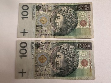Banknot 100 zł 1994, YG 6466431; YG 7755045