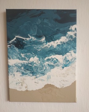 obraz akrylowy, Pouring na płótnie "Plaża"