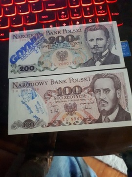 Banknot kolekcjonerski 100 i 200 zł Z nadrukami 