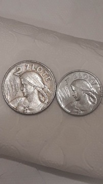 2 monety ze zbioru kolekcjonera 1 i 2 zł 1925