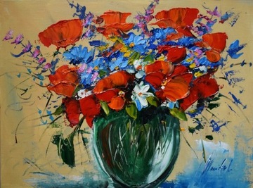 L.Omiotek olej panel 40/30"Bukiet polnych kwiatów"