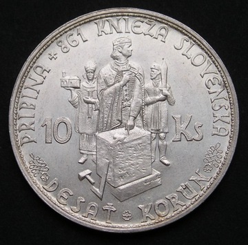 Słowacja 10 koron 1944 - Pribina - bez krzyża
