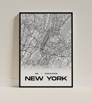 Plakat mapa New York A3