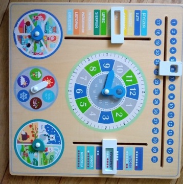 Drewniany zegar i kalendarz do nauki dla dzieci Adam toys