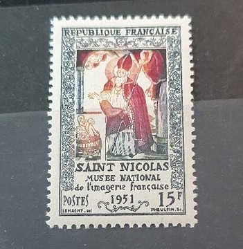 Francja 1951r  Mi 915 ** Religia św. Mikołaj