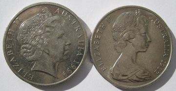 20 centów 1982 i 1999 rok Australia 2 odmiany