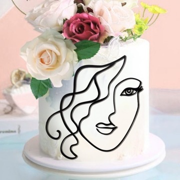 Topper na tort czarny abstrakcja twarz kobiety 