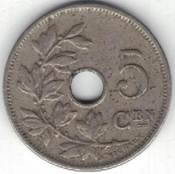 Belgia 5 centymów centimes 1910 E 19 mm