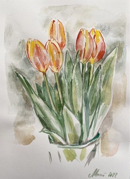 „Tulipany” piękna akwarela