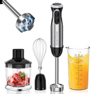 Bonsenkitchen Blender elektryczny ręczny 4w1 1000w