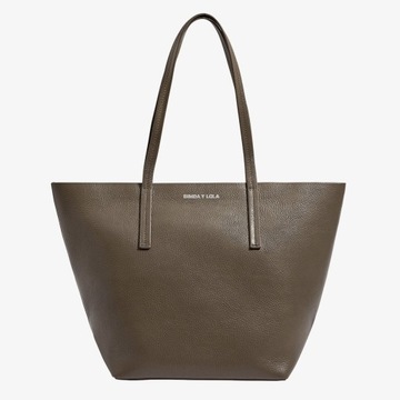 Bimba y Lola Taupe Tote skórzana torebka shopper A4, skóra naturalna