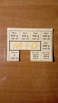 Kartka na mięso M-I-D z 05.1987 r.