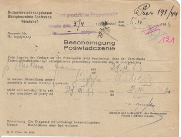 Ubezpieczalnia w Przeworsku do Sąd Grodzkiego-1944