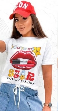 NOWA!!! KOSZULKA T-SHIRT ROZ. S USTA