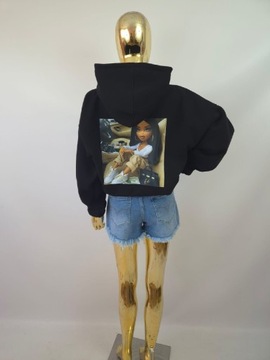 Bluza czarna z kapturem Lalu z aplikacją lalki