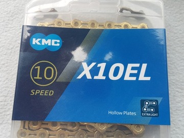 Łańcuch KMC X10EL Gold 114 ogniw BOX 10rz złoty