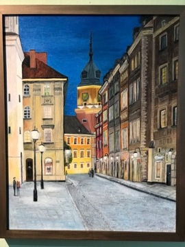 Obraz olejny  ręcznie malowany  stare miasto 40x50