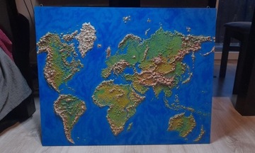 Mapa świata 3D (ręcznie wykonana)