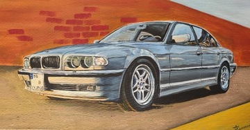 Obraz ręcznie malowany auto BMW e38