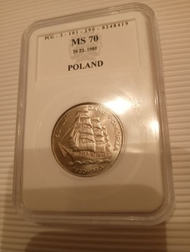 20 zł 50 Lat Daru Pomorza, 1980r GRADING PCG MS 70