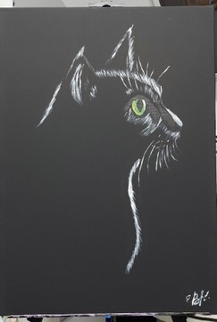 Obraz ręcznie malowany Akryl 50x70 kot