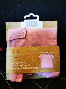 T-shirt dziecięcy z krótkimi rekawami 62-68 baby różowe z falbanką 