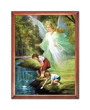 Obraz religijny dla dzieci Anioł Stróż 30x40
