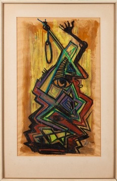 Kompozycja figuratywna,olej,karton,1989r.