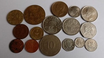 Ciekawe różne monety 16 sztuk