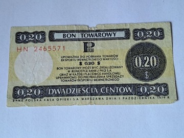 BON TOWAROWY 20 CENTÓW 1979