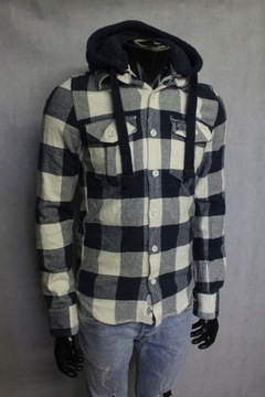 Superdry SLIM FIT S gruba koszula kaptur FLANELOWA