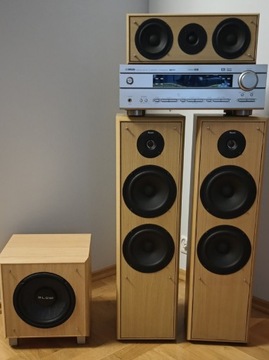 Amplituner Yamaha kolumny Eltax subwoofer kino 5.1