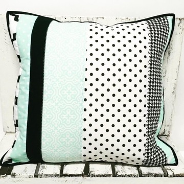 Poduszka 51x49cm Patchwork Black Mint - poszewka