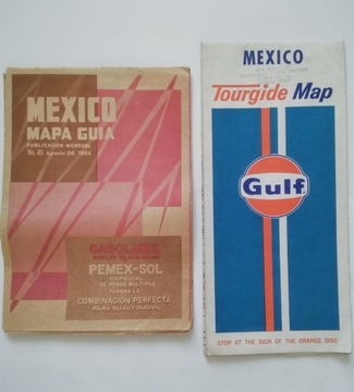 MEXICO MAPA GUIA 1963 & TOURGIDE MAP 1974