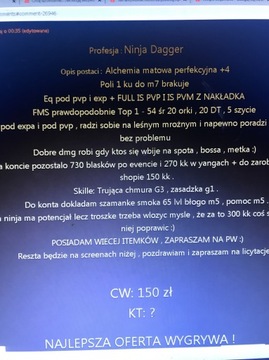 Konto ninja 65 lvl Vidgar.pl